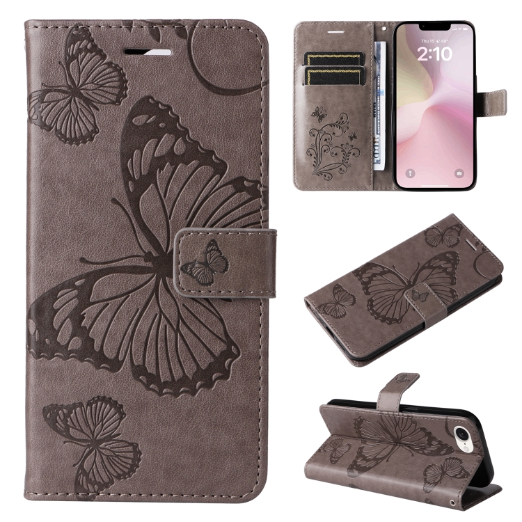 Levně ART BUTTERFLY Peněženkový obal pro Apple iPhone 16e šedý