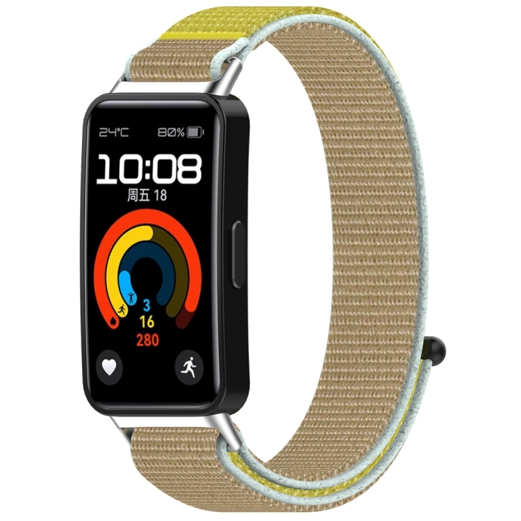 Levně NYLON Vyměnitelný řemínek pro Huawei Band 10 / Band 9 / Band 8 hnědo-žlutý