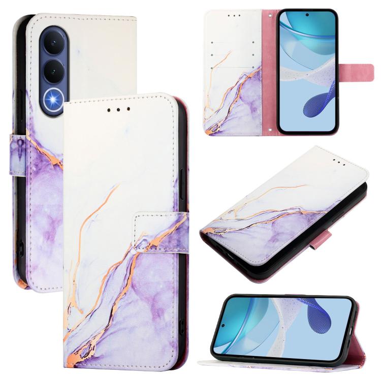 Levně ART MARBLE Peněženkový kryt pro Vivo V70 FE WHITE PURPLE