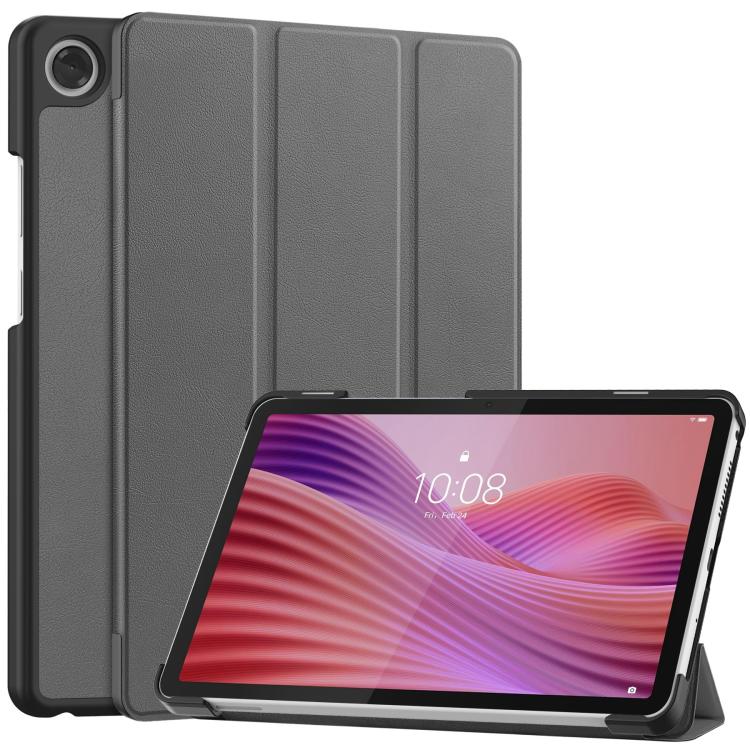 Levně LEATHER Zaklápěcí kryt pro Lenovo Tab One / Lenovo Tab K9 šedý