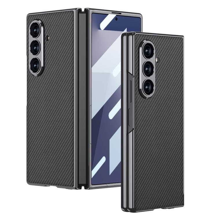 Levně GKK LEATHER Kryt se sklem pro Samsung Galaxy Z Fold7 5G CARBON