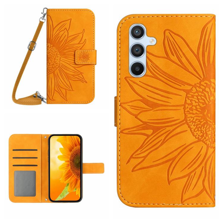 Levně ART SUNFLOWER Peněženkový obal se šňůrkou pro Samsung Galaxy A17 / A17 5G žlutý