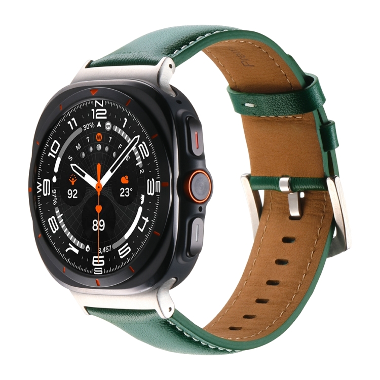 LEATHER Kožený řemínek pro Samsung Galaxy Watch Ultra / Watch Ultra 2025 zelený