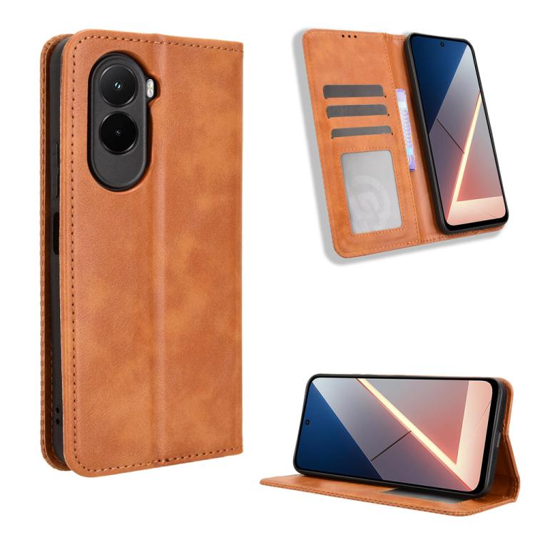 Levně BUSINESS Peněženkový kryt pro Xiaomi Poco M7 hnědý