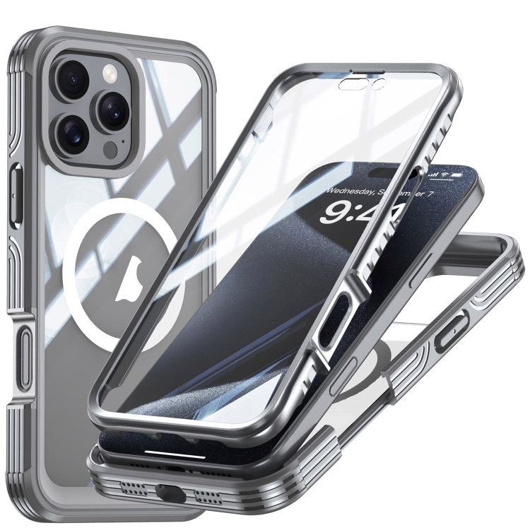 Levně DUAL MAGSAFE Oboustranný ochranný kryt pro Apple iPhone 16 Pro Max šedý