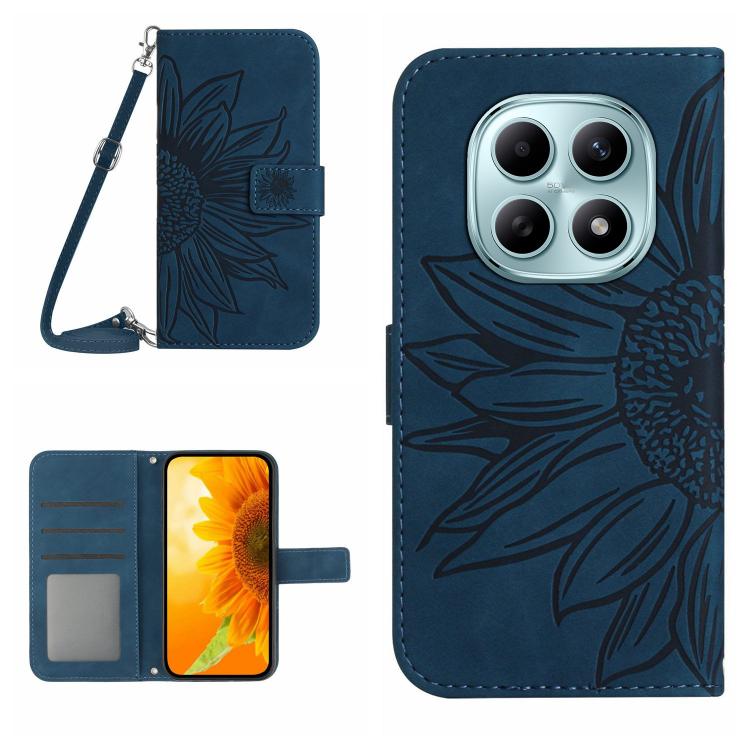 Levně ART SUNFLOWER Peněženkový obal se šňůrkou pro Xiaomi Redmi Note 15 Pro tmavě modrý