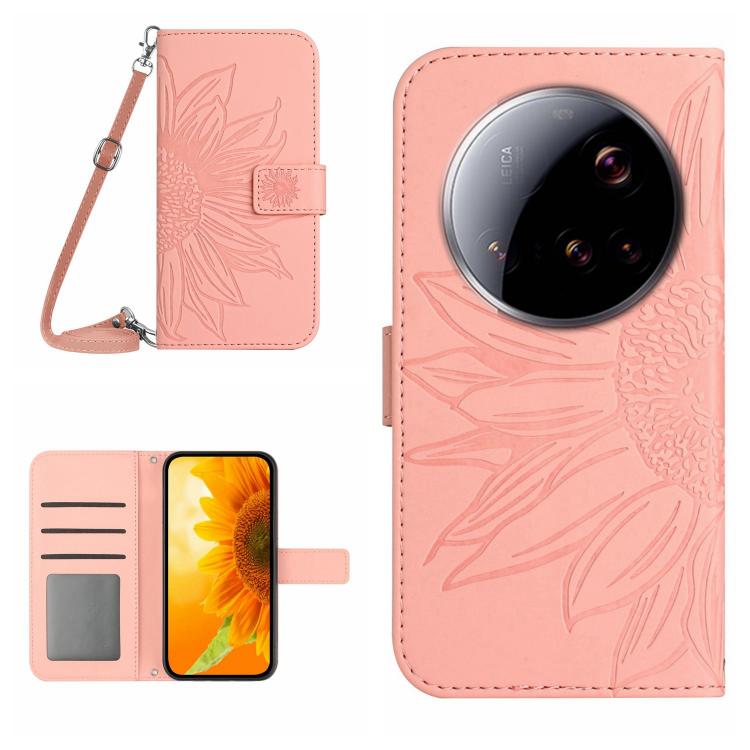 Levně ART SUNFLOWER Peněženkový obal se šňůrkou pro Xiaomi 15 Ultra růžový