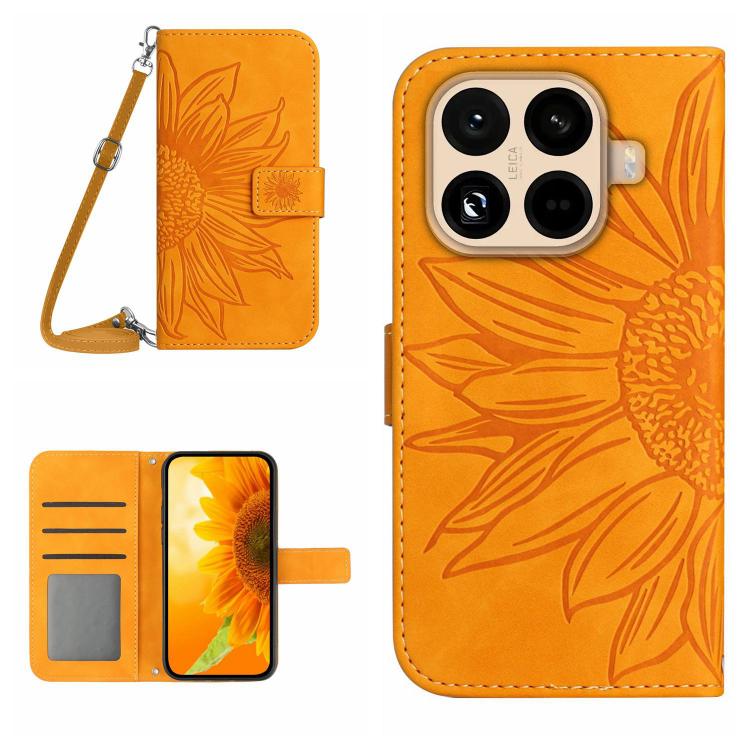 Levně ART SUNFLOWER Peněženkový kryt se šňůrkou pro Xiaomi 15T Pro oranžový
