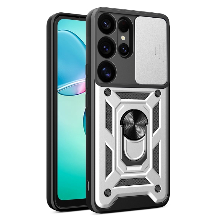 Levně RING CAMERA Kryt s držákem pro Samsung Galaxy S25 Ultra 5G stříbrný