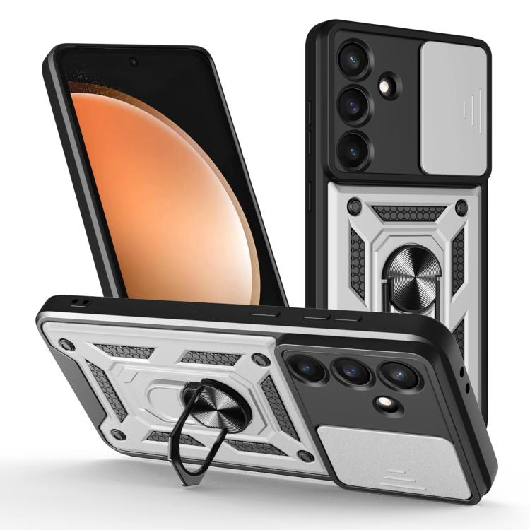 Levně RING CAMERA Kryt s držákem pro Samsung Galaxy S25 FE stříbrný