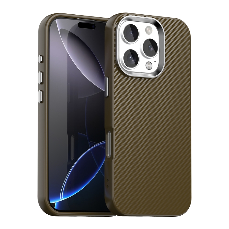 Levně IMD CARBON Ochranný kryt pro Apple iPhone 16 Pro Max hnědý