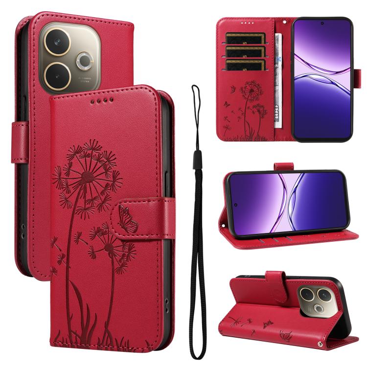 Levně ART DANDELION Peněženkové pouzdro pro Oppo A5 Pro 5G červené