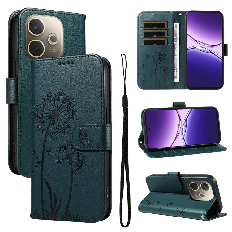 Levně ART DANDELION Peněženkové pouzdro pro Oppo A5 Pro 5G tmavě zelené