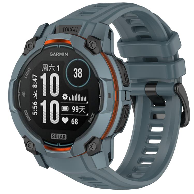 Levně SILICONE Vyměnitelný řemínek pro Garmin Instinct 3 50mm šedo-modrý