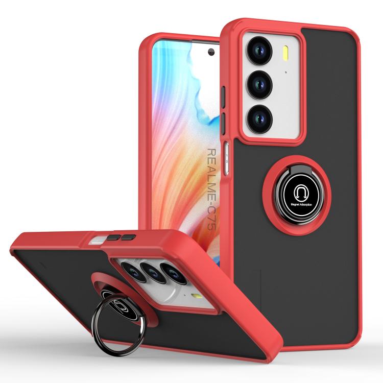 Levně SHADOW Ochranný kryt s držákem Realme C75 / Realme 14x 5G červený
