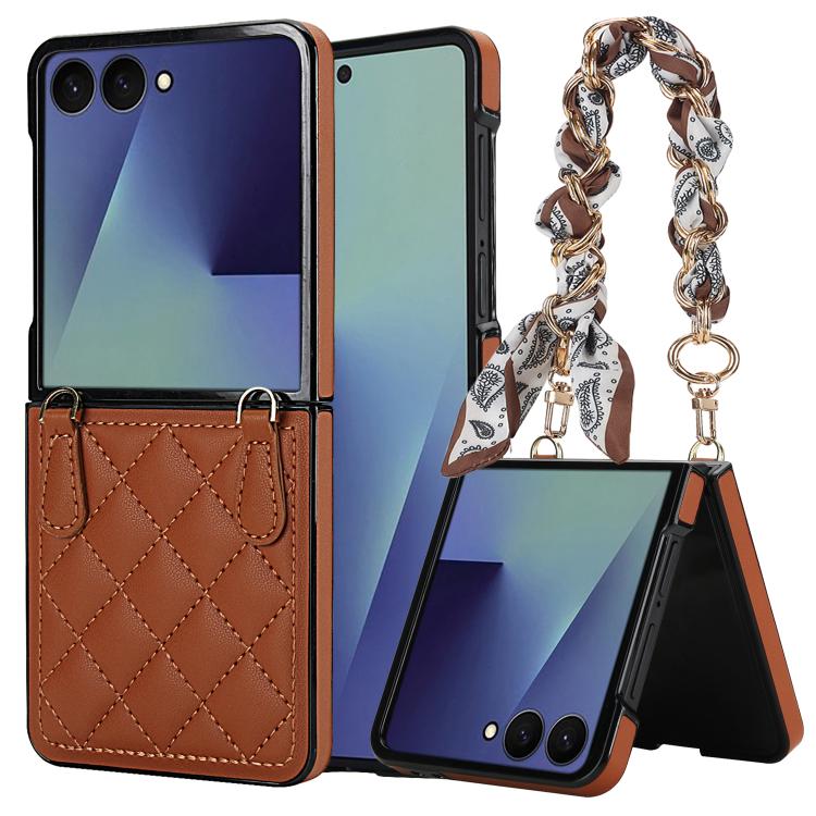 Levně RHOMBIC Ochranný kryt s řemínkem Samsung Galaxy Z Flip7 5G hnědý