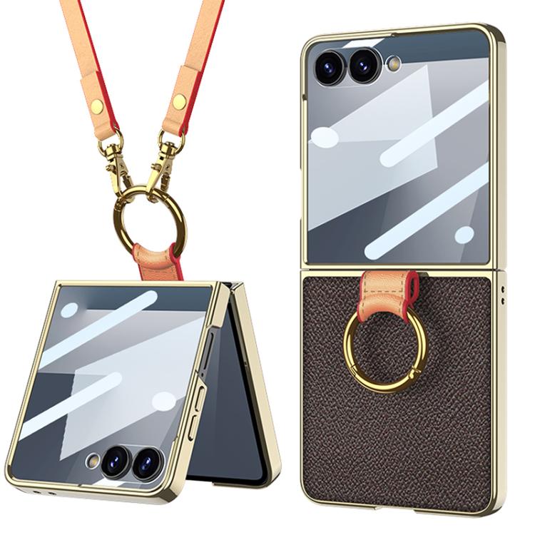 Levně GKK LANYARD Kryt s řemínkem Samsung Galaxy Z Flip7 5G COFFEE