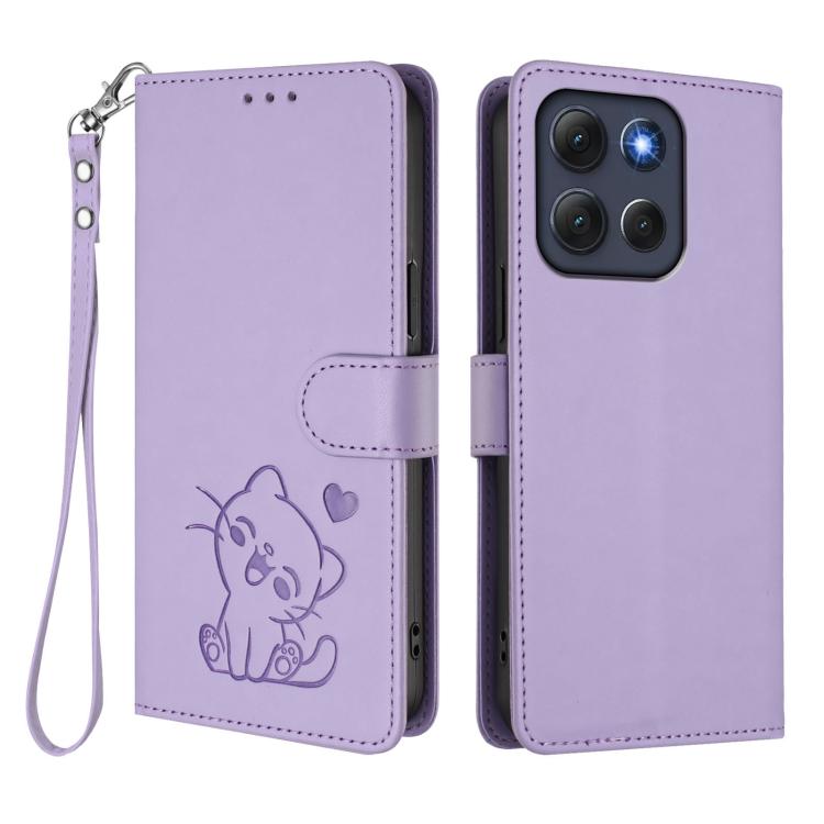 Levně ART CAT Peněženkový obal s řemínkem pro Motorola Moto G86 Power 5G fialový