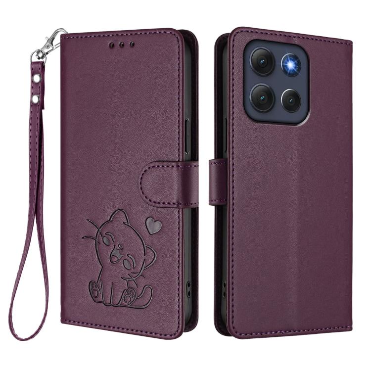 Levně ART CAT Peněženkový obal s řemínkem pro Motorola Moto G86 Power 5G tmavě fialový