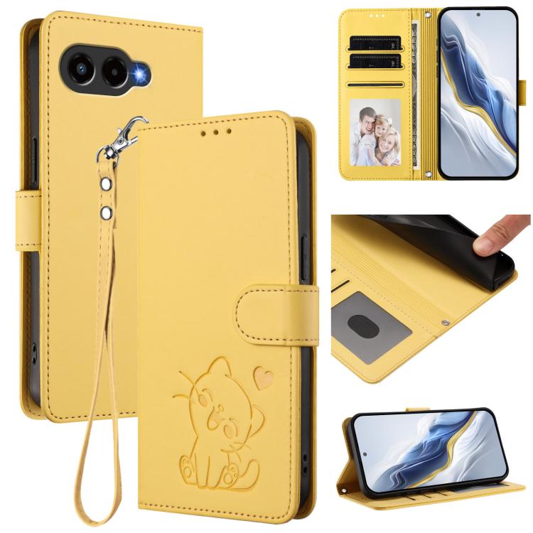 Levně ART CAT Peněženkový obal s řemínkem pro T Phone 3 žlutý