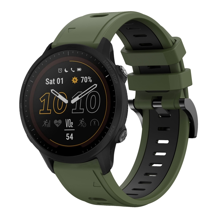 Levně SPORTY Vyměnitelný silikonový řemínek Garmin Forerunner 955 ARMY GREEN-BLACK