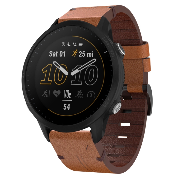 Levně LEATHER Kožený řemínek pro Garmin Forerunner 955 tmavě hnědý