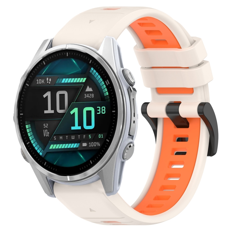 Levně SPORTY Vyměnitelný silikonový řemínek Garmin Fenix 8 43mm béžová-oranžová
