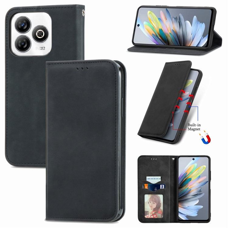 Levně MAGNETIC Zaklápěcí kryt pro ZTE Blade A75 černý