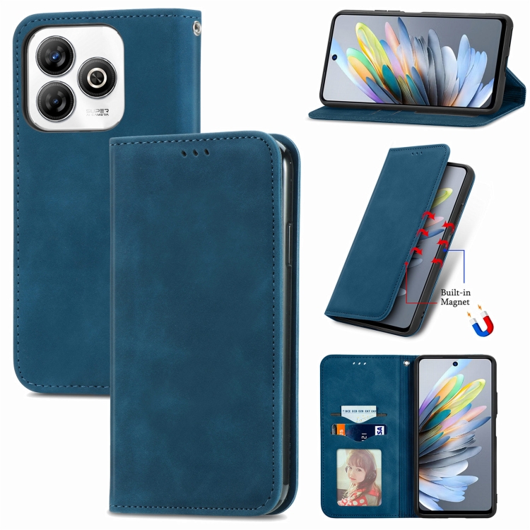 Levně MAGNETIC Zaklápěcí kryt pro ZTE Blade A75 modrý