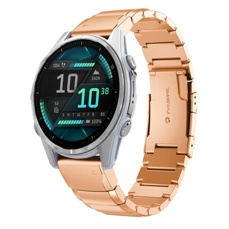 Levně ARMOUR QUICK RELEASE Kovový řemínek pro Garmin Fenix 8 43mm růžový-zlatý