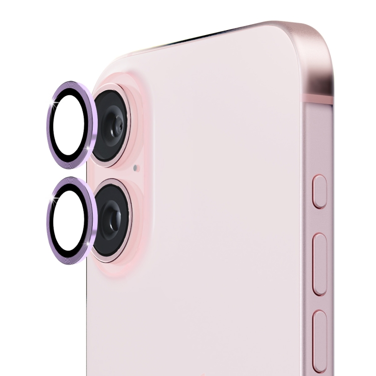 Levně ENKAY ALU Sklo pro fotoaparát Apple iPhone 16 / 16 Plus fialové