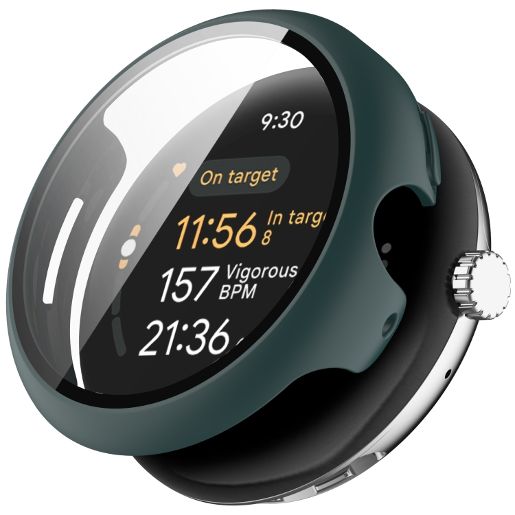Levně PC FULL COVER Plastový kryt se sklem pro Google Pixel Watch 3 45mm tmavě zelený