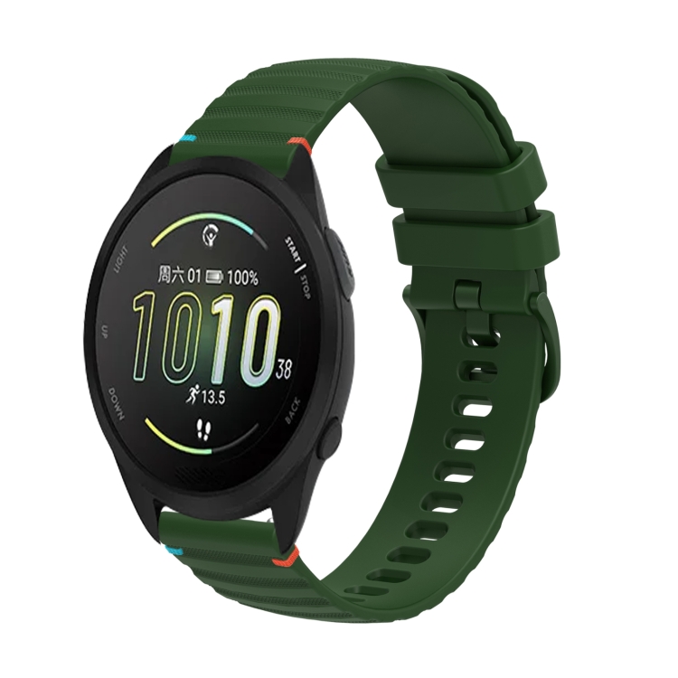 Levně WAVY Silikonový řemínek pro Garmin Forerunner 165 tmavě zelený