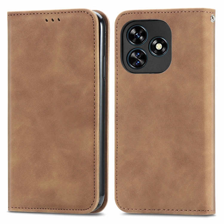 Levně MAGNETIC Zaklápěcí kryt pro Oukitel C51 hnědý