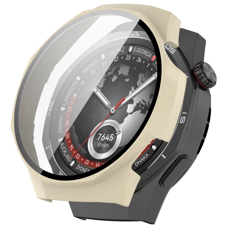PC FULL COVER Plastový kryt se sklem pro Huawei Watch GT 5 Pro 46mm béžový