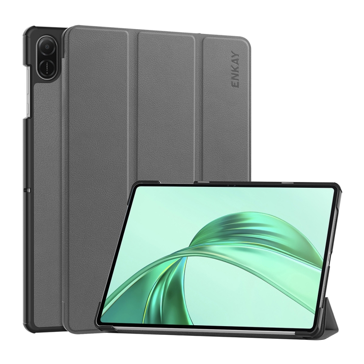 Levně ENKAY LEATHER Zaklápěcí obal pro Honor Pad X8a / Honor Pad X8b šedý