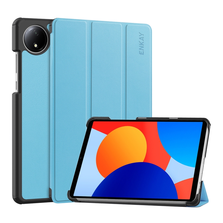 ENKAY LEATHER Zaklápěcí obal pro Xiaomi Redmi Pad SE 8.7 světle modrý