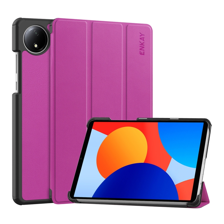 ENKAY LEATHER Zaklápěcí obal pro Xiaomi Redmi Pad SE 8.7 fialový