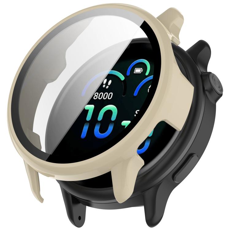 Levně PC FULL COVER Plastový kryt se sklem pro Garmin Vivoactive 6 IVORY WHITE