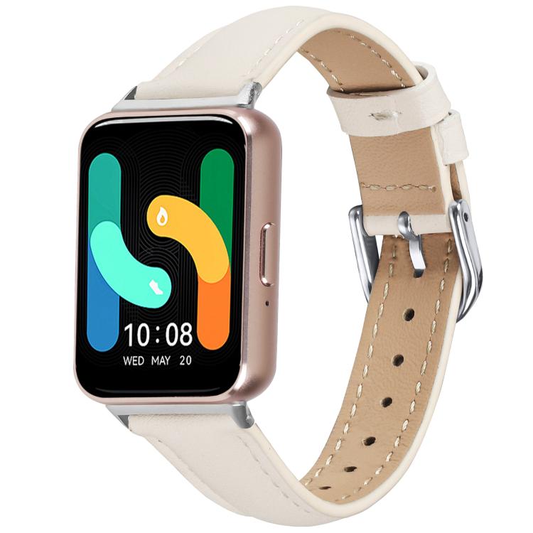Levně LEATHER Kožený řemínek pro Samsung Galaxy Fit3 IVORY WHITE