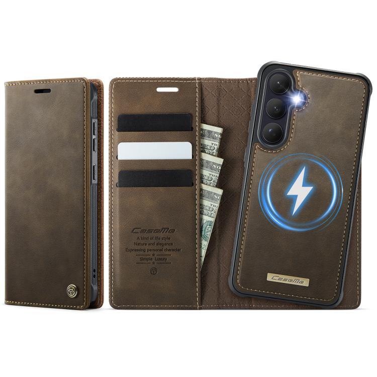 Levně CASEME C49 Peněženkové pouzdro a zadní kryt 2v1 Samsung Galaxy S26+ 5G hnědý