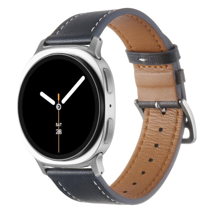 Levně LEATHER Kožený řemínek pro Samsung Galaxy Watch8 / Watch8 Classic tmavě modrý