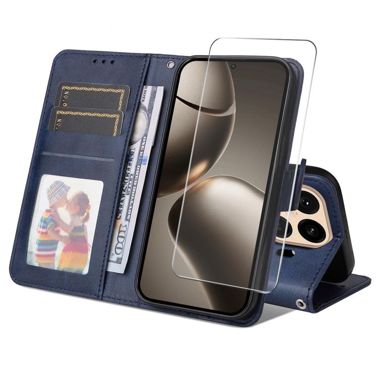 Levně ENKAY PREMIUM SET Peněženkové pouzdro a ochranné sklo Xiaomi 15T modré