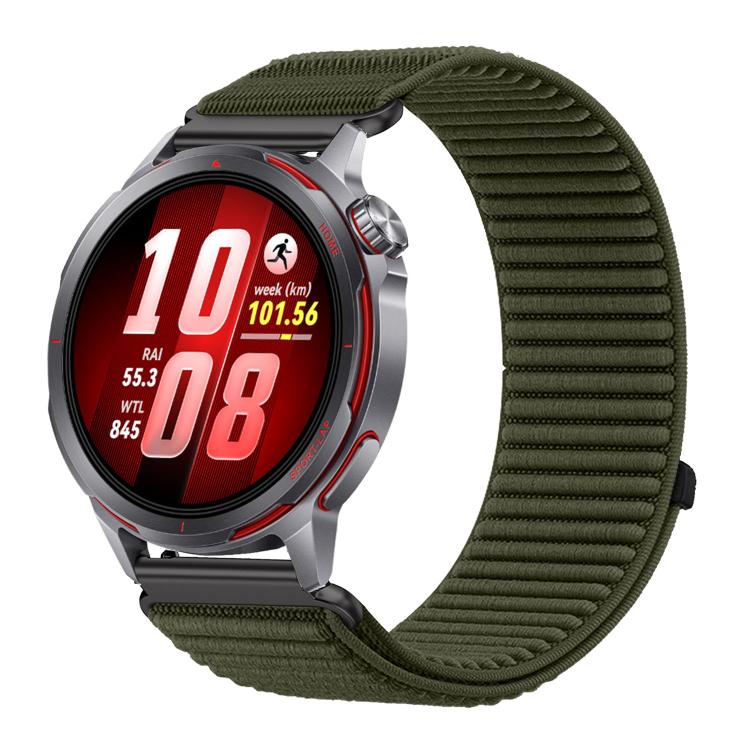 Levně NYLON HOOK AND LOOP Náhradní řemínek pro Huawei Watch GT Runner 2 tmavě zelený