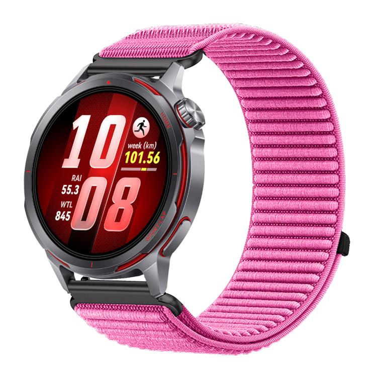 Levně NYLON HOOK AND LOOP Náhradní řemínek pro Huawei Watch GT Runner 2 tmavě růžový