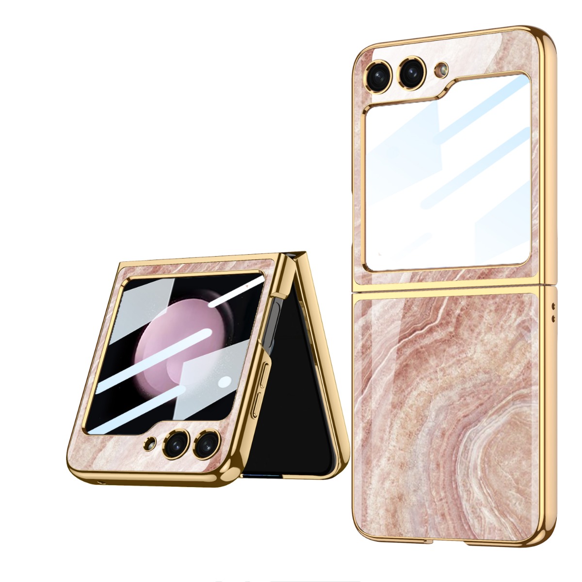 Levně GKK GLASS Ochranný kryt Samsung Galaxy Z Flip5 5G BEIGE MARBLE