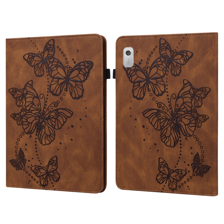Levně ART BUTTERFLIES Zaklápěcí pouzdro Lenovo Tab M9 hnědé