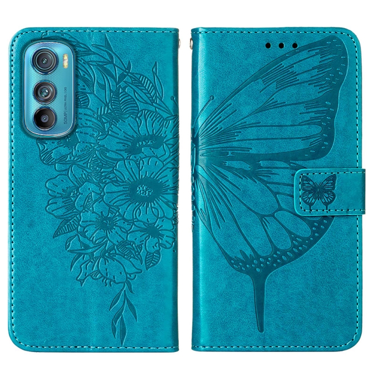 ART BUTTERFLY Peněženkový kryt Motorola Edge 30 modrý