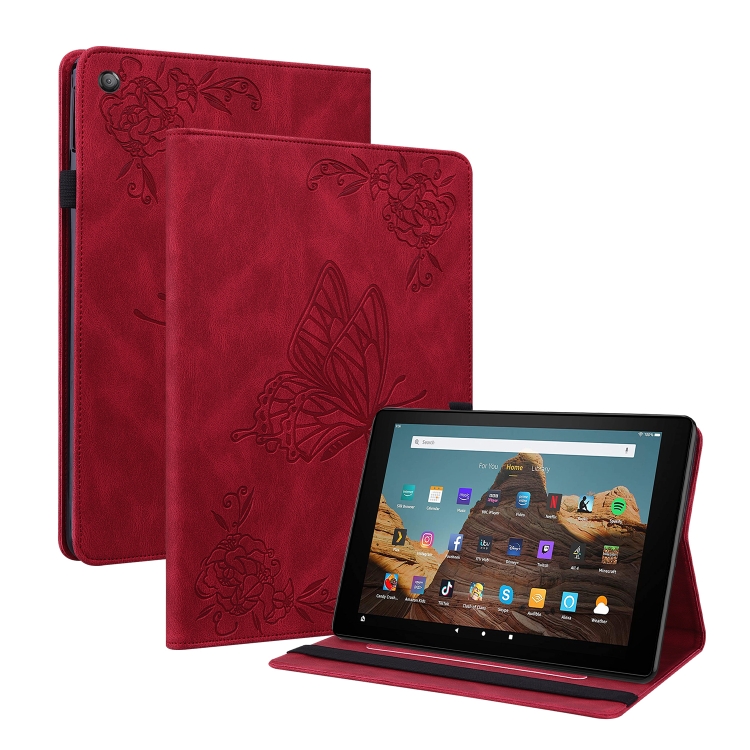 Levně ART BUTTERFLY Zaklápěcí pouzdro Amazon Kindle Fire HD 10 2019 / 2017 (9. generace / 7. generace) červené