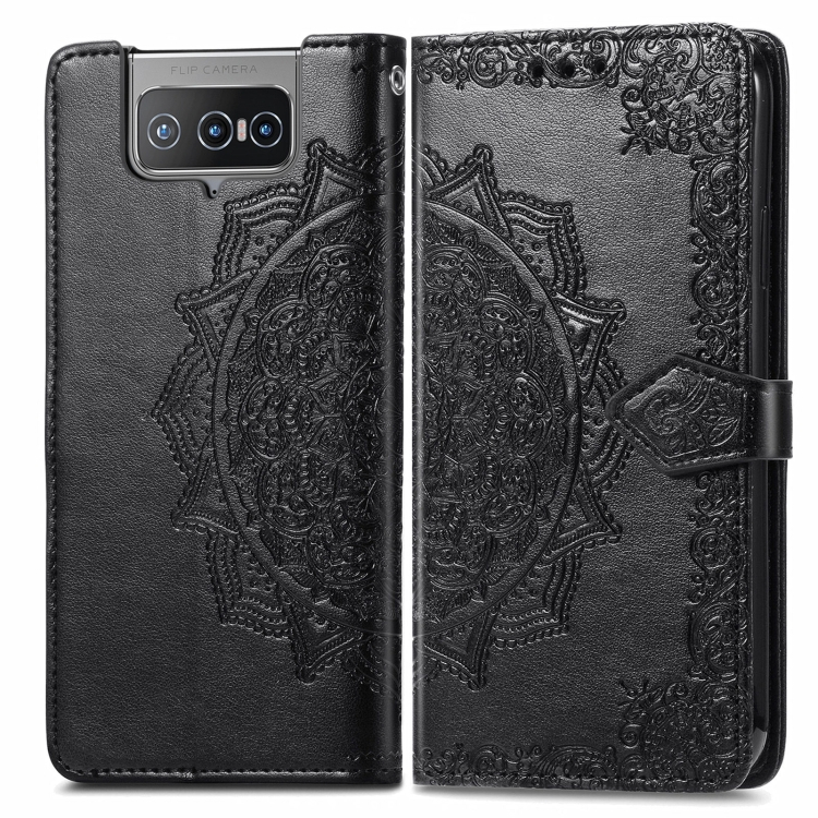 ART Peňaženkový kryt Asus Zenfone 8 Flip (ZS672KS) ORNAMENT černý